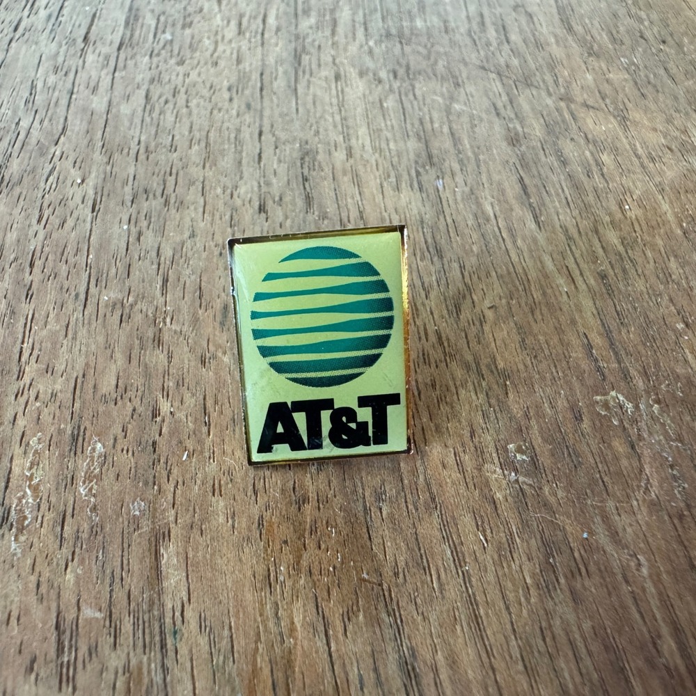 Vintage AT&T Telecommunications Enamel Silver‎ Tone Lapel Pin Brooch
